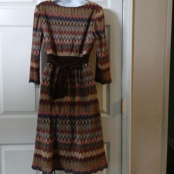 Rabbit Rabbit Rabbit chevron multicolor trendy fun date night dress Sz 12 - Picture 5 of 6